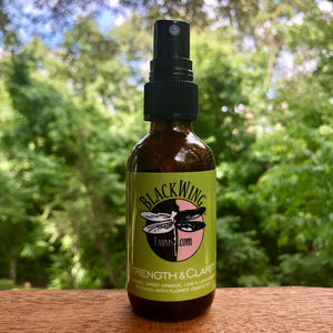 BlackWing Farms' Spray Bottle for Strength & Clarity Lemongrass Essential Oil + Flower Essences Blend for Pick Me Up and Focus