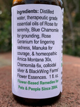 Ingredients Label Essential Oils and Flower Essences Homeopathic Blend and Colloidal Silver