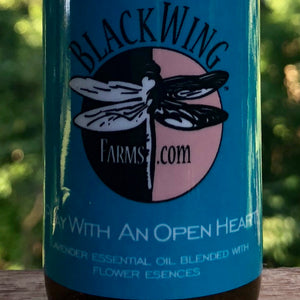 BlackWing Farms Bottle Label Lavender + Ylang Ylang Essential Oils Blend + Flower Essences to Encourage Creativity