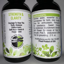 BlackWing Farms' Label for Strength & Clarity Lemongrass Essential Oil + Flower Essences Blend for Pick Me Up and Focus