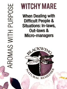 BlackWing Farms' WITCHY MARE Label - Lavender Essential Oils + Flower Essences Spray for Self Help + Dealing With Difficult People